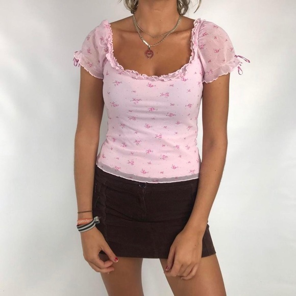 vintage floral pink princess top🌸 - Picture 1 of 4
